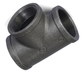 Equal Tees Black Malleable Iron Fittings with BSPT Thread, Class 150, FM Approved, UL Listed